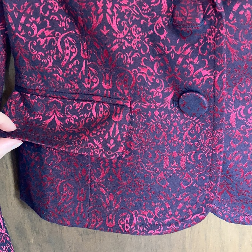 VINTAGE Y2K blazer red & black print with shimmer with padded shoulders - Picture 9 of 17